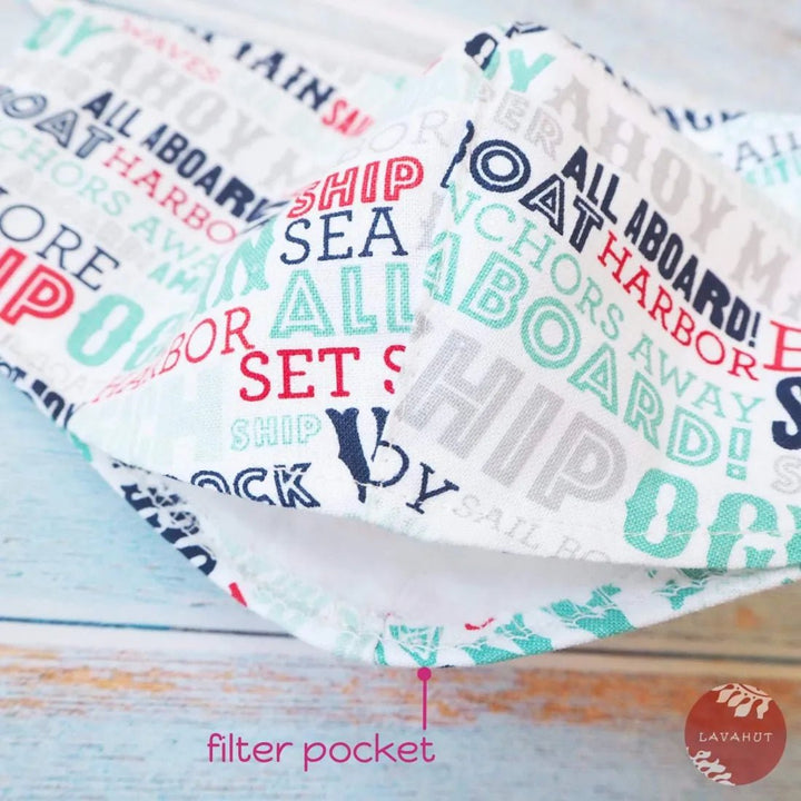 Adjustable + Filter Pocket • White Beach Days – Authentic Hawaiian Face Mask by Lavahut