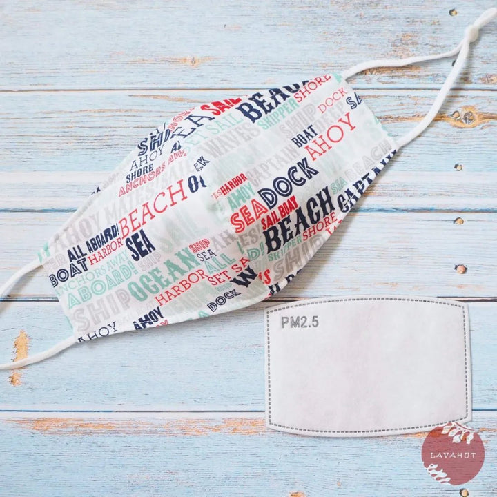 Adjustable + Filter Pocket • White Beach Days – Authentic Hawaiian Face Mask by Lavahut