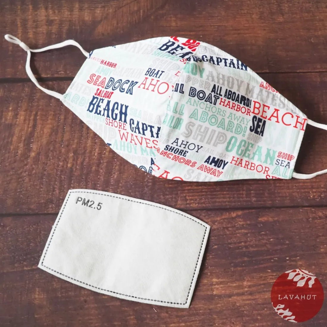 Adjustable + Filter Pocket • White Beach Days – Authentic Hawaiian Face Mask by Lavahut