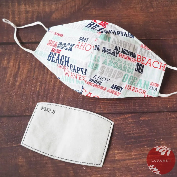Adjustable + Filter Pocket • White Beach Days – Authentic Hawaiian Face Mask by Lavahut