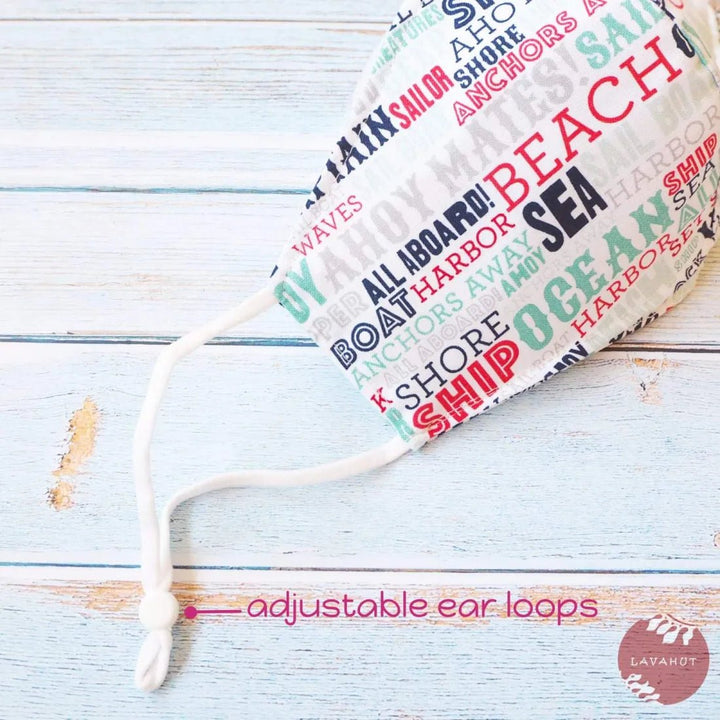 Adjustable + Filter Pocket • White Beach Days – Authentic Hawaiian Face Mask by Lavahut