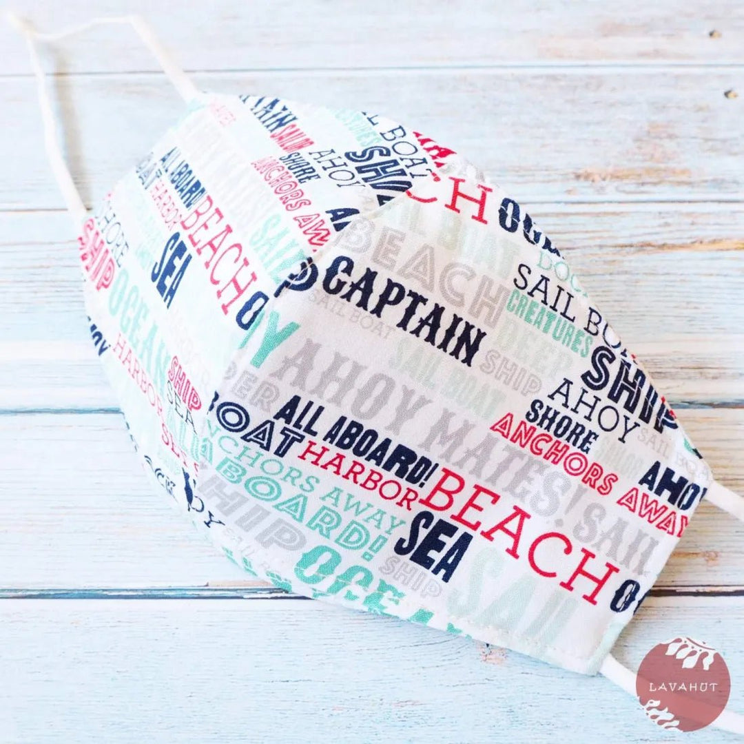 Adjustable + Filter Pocket • White Beach Days – Authentic Hawaiian Face Mask by Lavahut