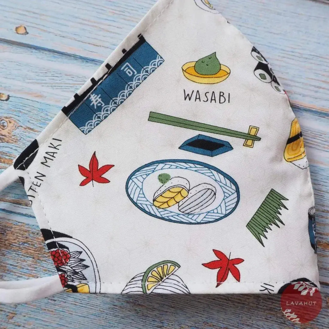 Adjustable + Filter Pocket • White ?I Love Sushi’ - Made in Hawaii