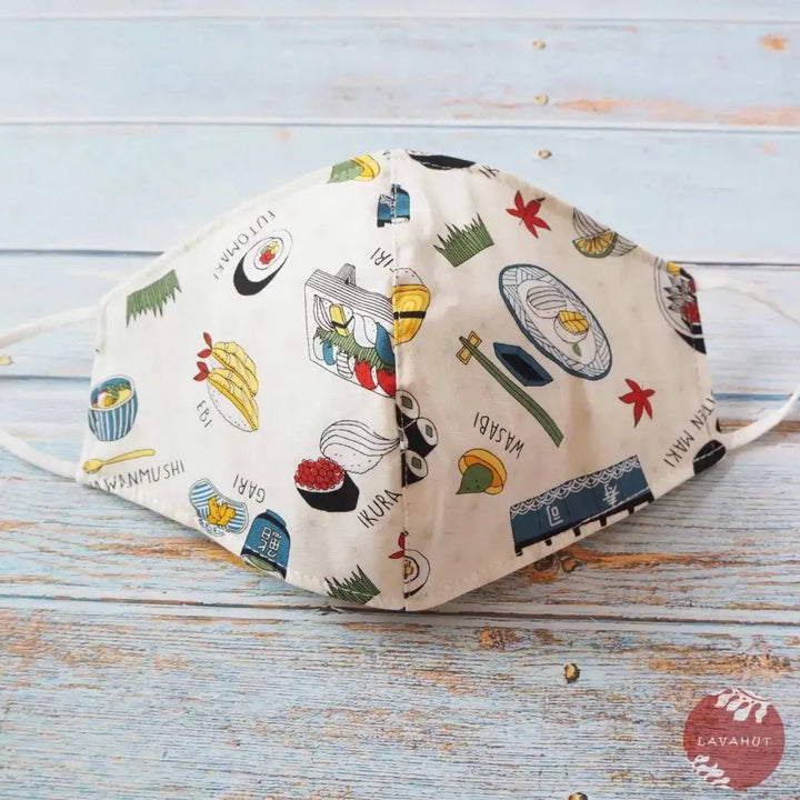 Adjustable + Filter Pocket • White ?I Love Sushi’ - Made in Hawaii