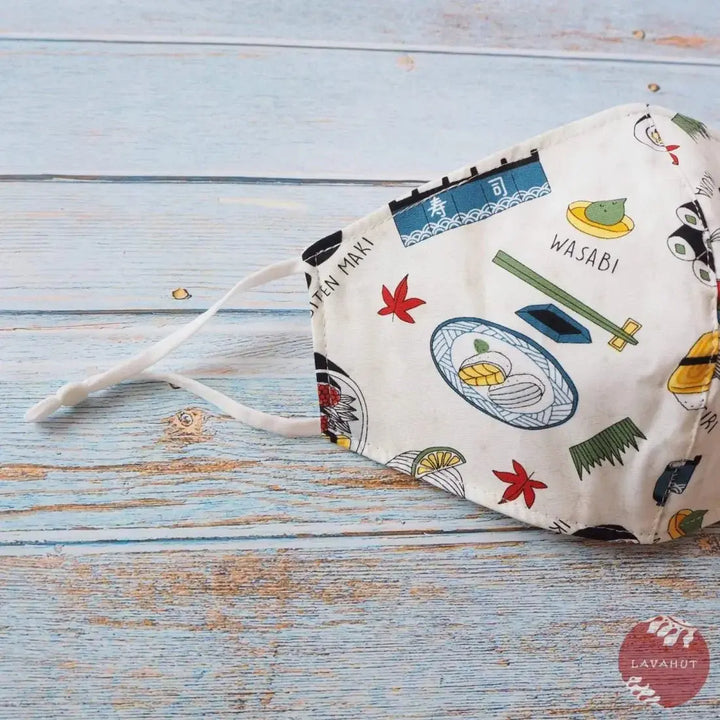 Adjustable + Filter Pocket • White ?I Love Sushi’ - Made in Hawaii
