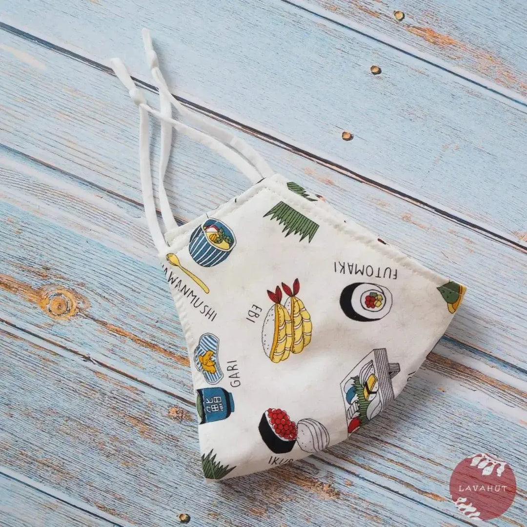 Adjustable + Filter Pocket • White ?I Love Sushi’ - Made in Hawaii