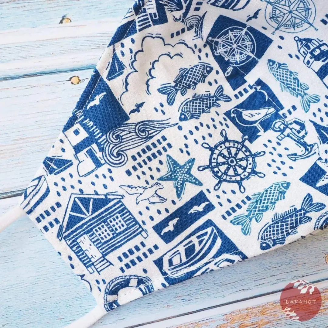 Adjustable + Filter Pocket • White Nautical - Made in Hawaii