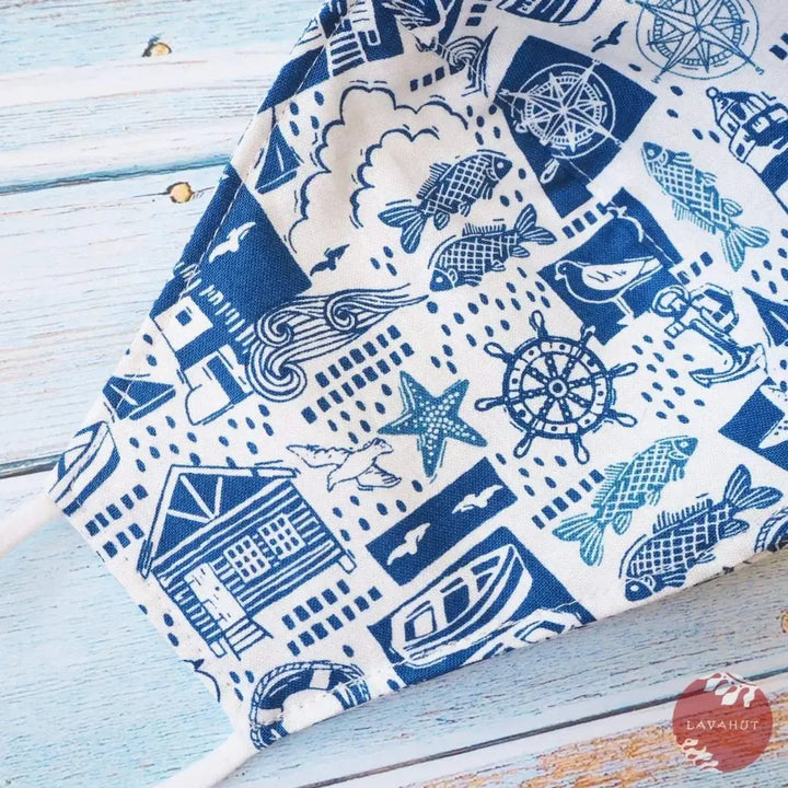 Adjustable + Filter Pocket • White Nautical - Made in Hawaii