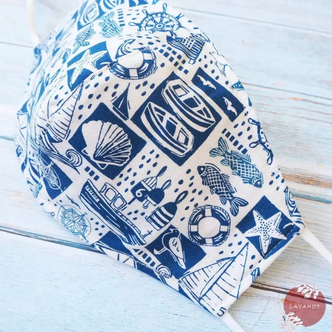 Adjustable + Filter Pocket • White Nautical - Made in Hawaii
