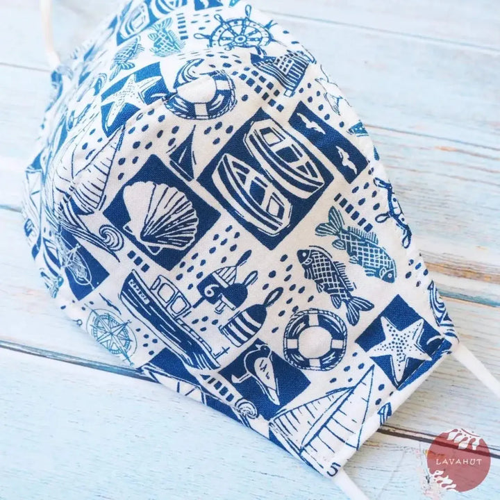 Adjustable + Filter Pocket • White Nautical - Made in Hawaii