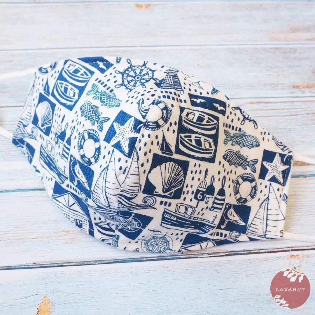 Adjustable + Filter Pocket • White Nautical - Made in Hawaii