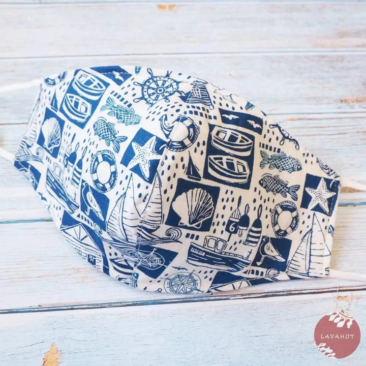 Adjustable + Filter Pocket • White Nautical - Made in Hawaii