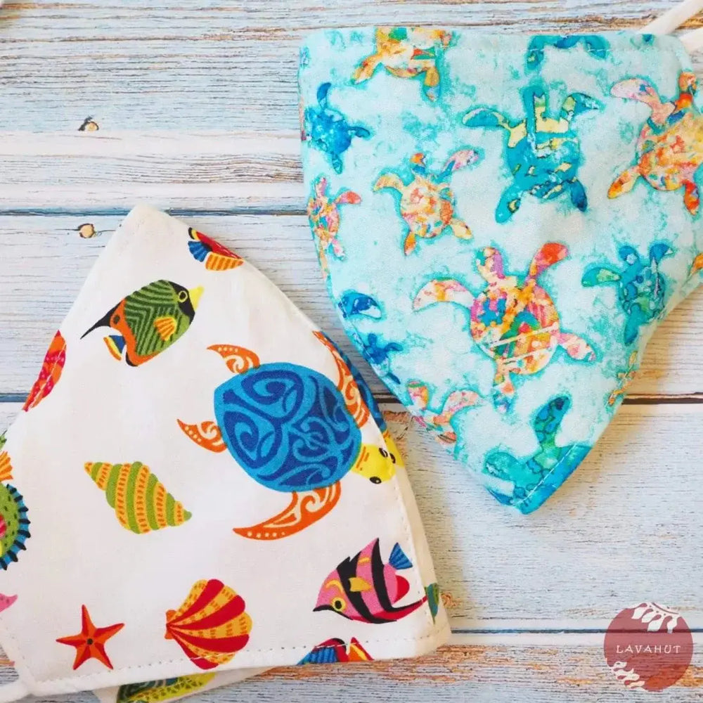 Adjustable + Filter Pocket • White Sea Creatures - Made in Hawaii