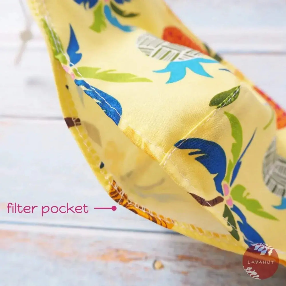 Adjustable + Filter Pocket • Yellow Pineapple Jam - Made in Hawaii