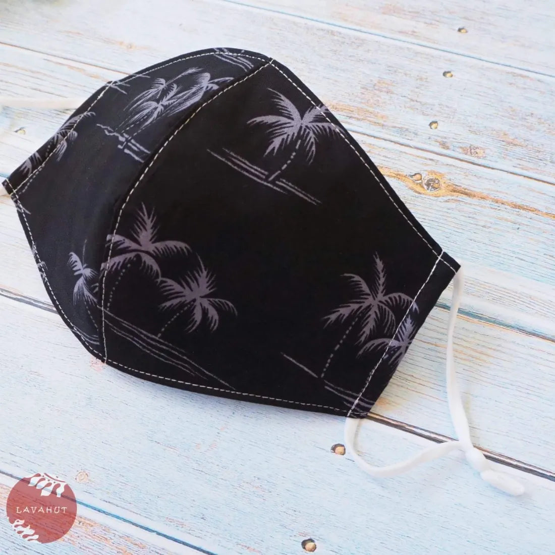 Adjustable Tropical Face Mask • Black Breezy Palms - Made In Hawaii