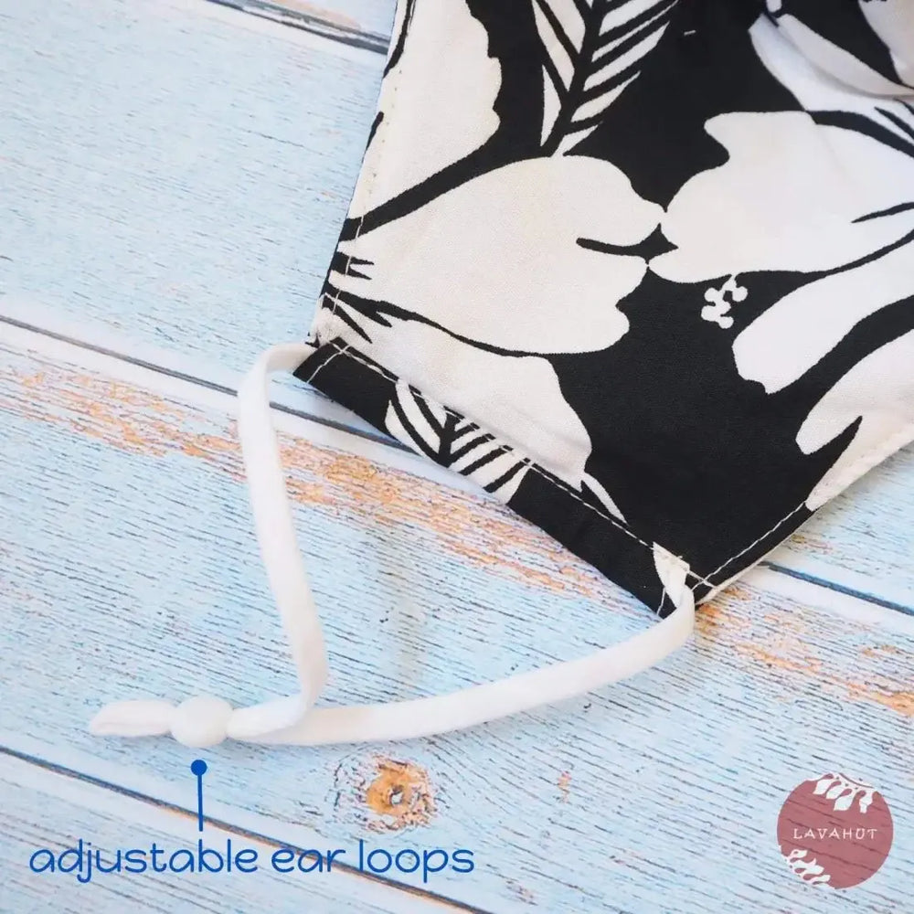 Adjustable Tropical Face Mask • Black Kalo Kalo - Made in Hawaii