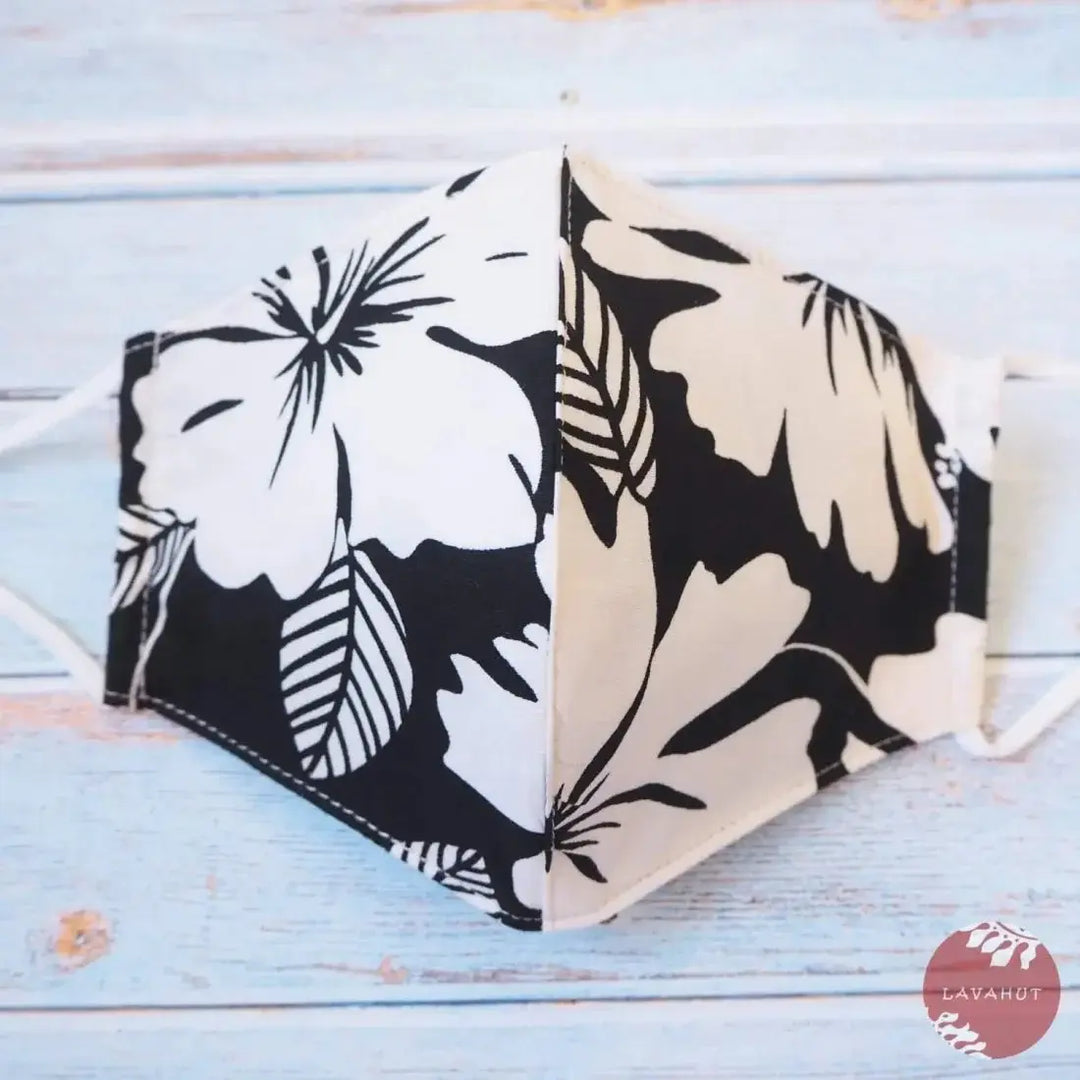 Adjustable Tropical Face Mask • Black Kalo Kalo - Made in Hawaii