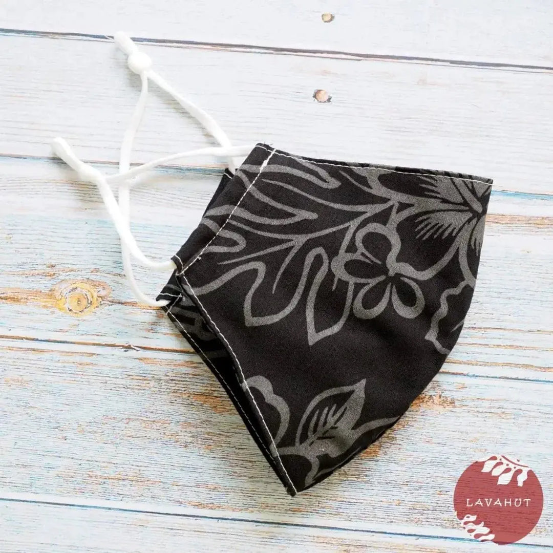Adjustable Tropical Face Mask • Black Midnight - Made in Hawaii