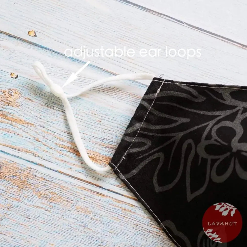 Adjustable Tropical Face Mask • Black Midnight - Made in Hawaii