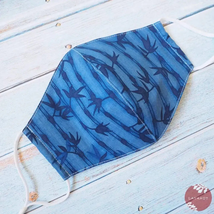 Adjustable Tropical Face Mask • Blue Bamboo Grove - Made in Hawaii