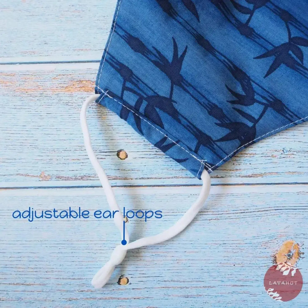 Adjustable Tropical Face Mask • Blue Bamboo Grove - Made in Hawaii