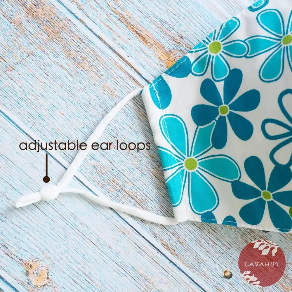 Adjustable Tropical Face Mask • Blue Disco - Made in Hawaii