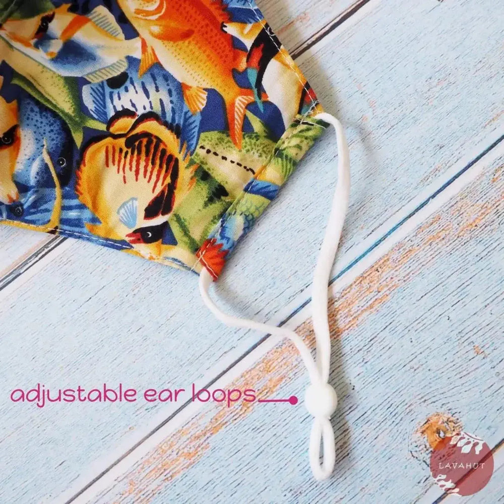 Adjustable Tropical Face Mask • Blue Fish School - Made in Hawaii