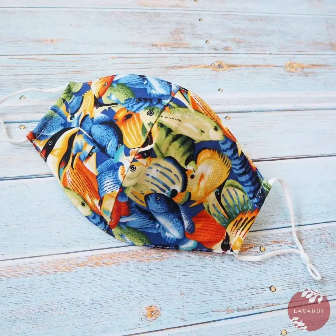 Adjustable Tropical Face Mask • Blue Fish School - Made in Hawaii