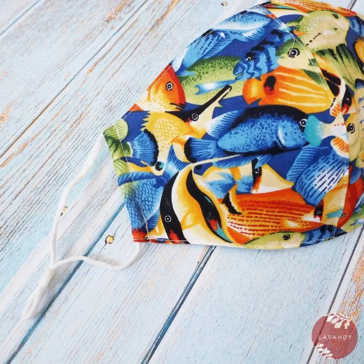 Adjustable Tropical Face Mask • Blue Fish School - Made in Hawaii