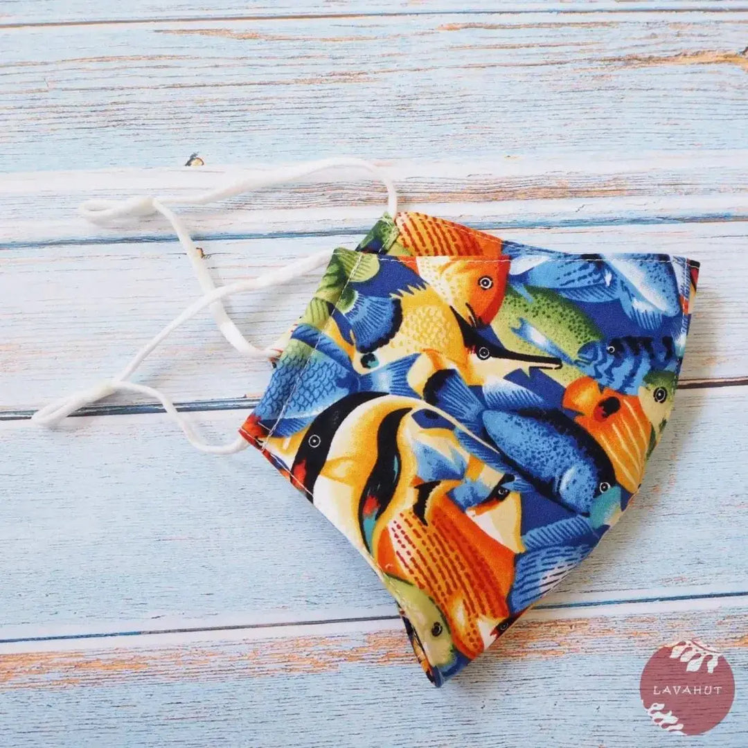 Adjustable Tropical Face Mask • Blue Fish School - Made in Hawaii