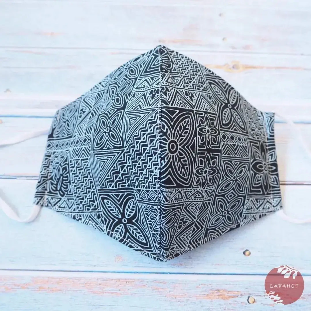 Adjustable Tropical Face Mask • Blue Kapa Blocks - Made in Hawaii