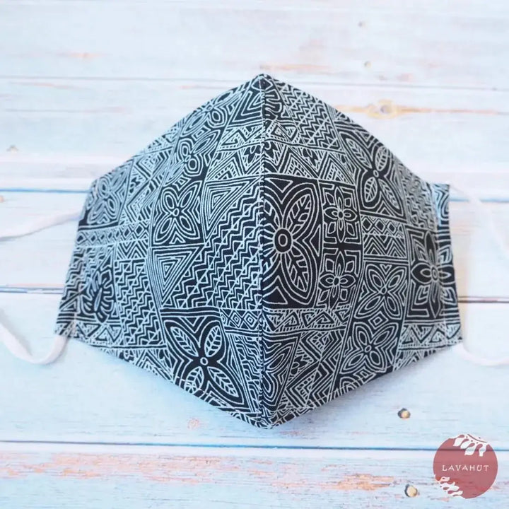 Adjustable Tropical Face Mask • Blue Kapa Blocks - Made in Hawaii