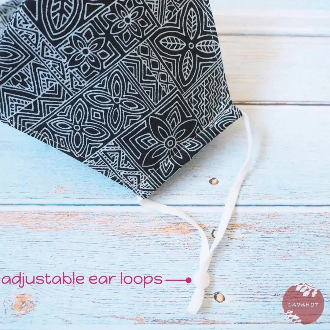 Adjustable Tropical Face Mask • Blue Kapa Blocks - Made in Hawaii