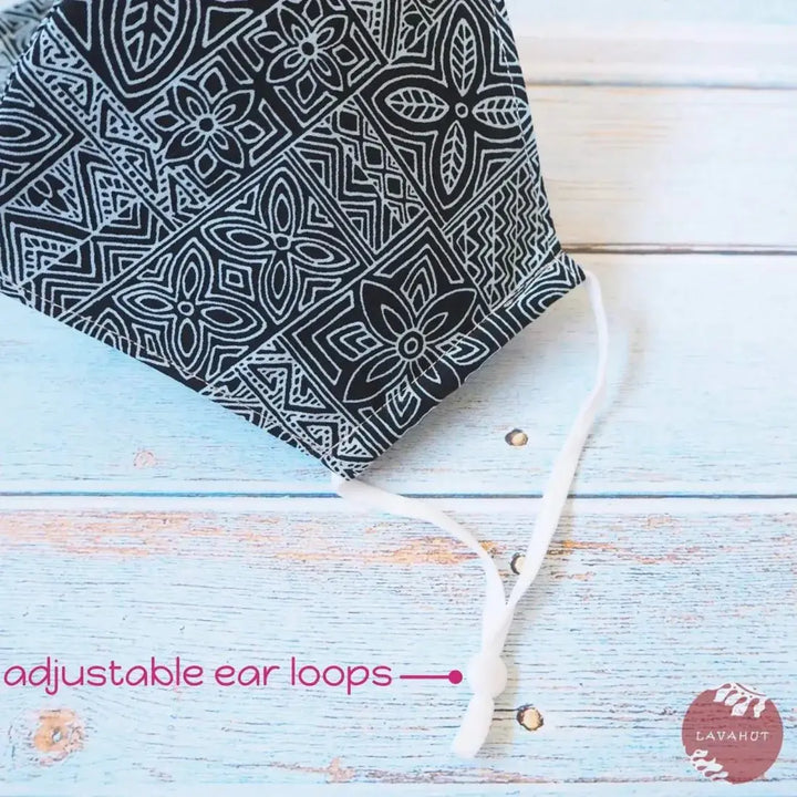 Adjustable Tropical Face Mask • Blue Kapa Blocks - Made in Hawaii