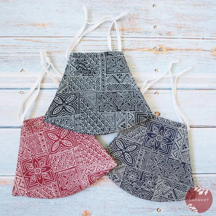Adjustable Tropical Face Mask • Blue Kapa Blocks - Made in Hawaii