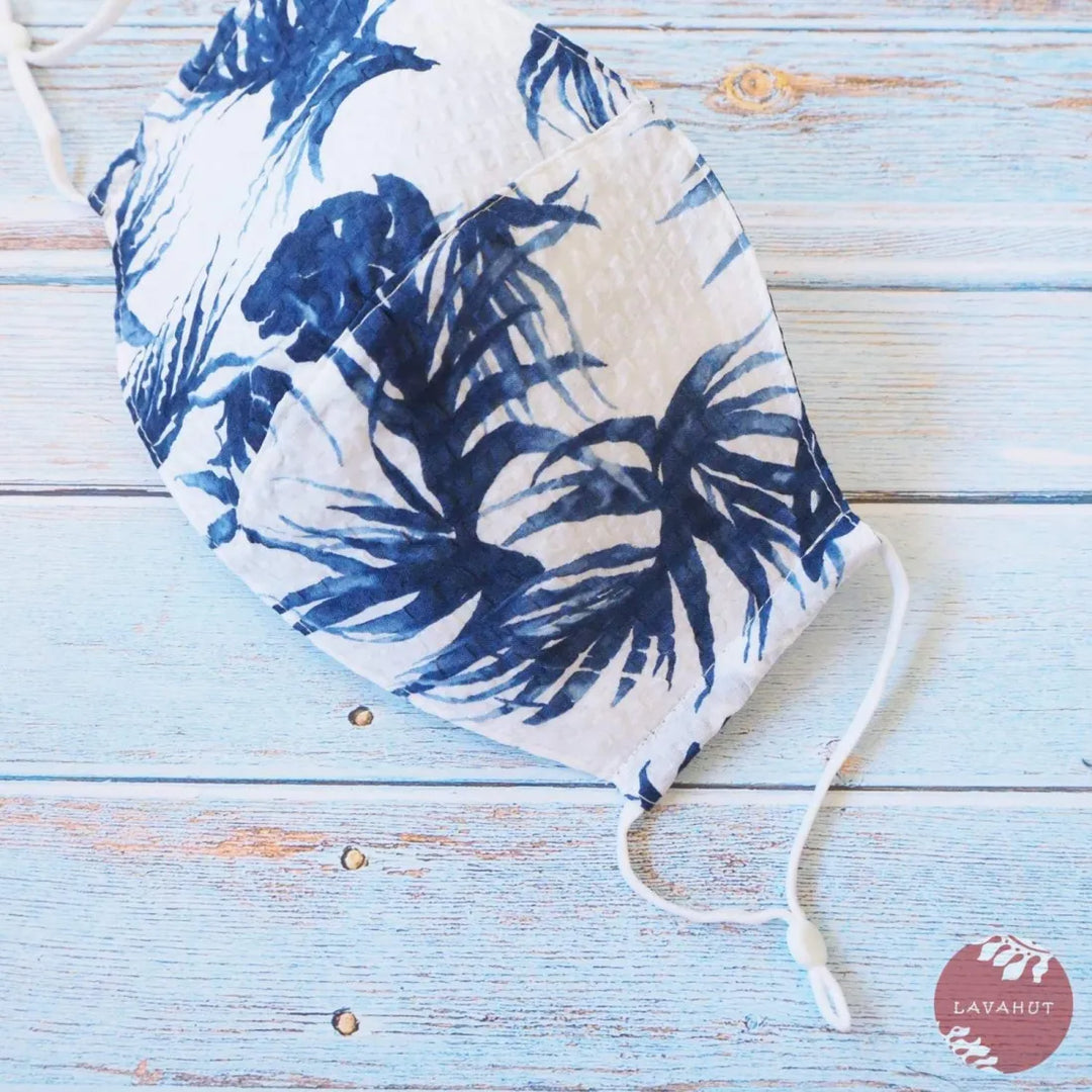 Adjustable Tropical Face Mask ?? Blue Pili Grass - Made in Hawaii