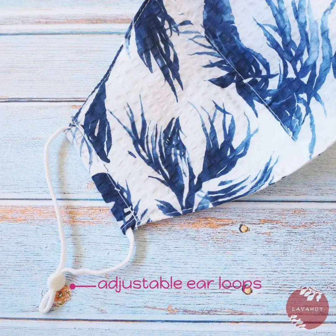 Adjustable Tropical Face Mask • Blue Pili Grass - Made in Hawaii