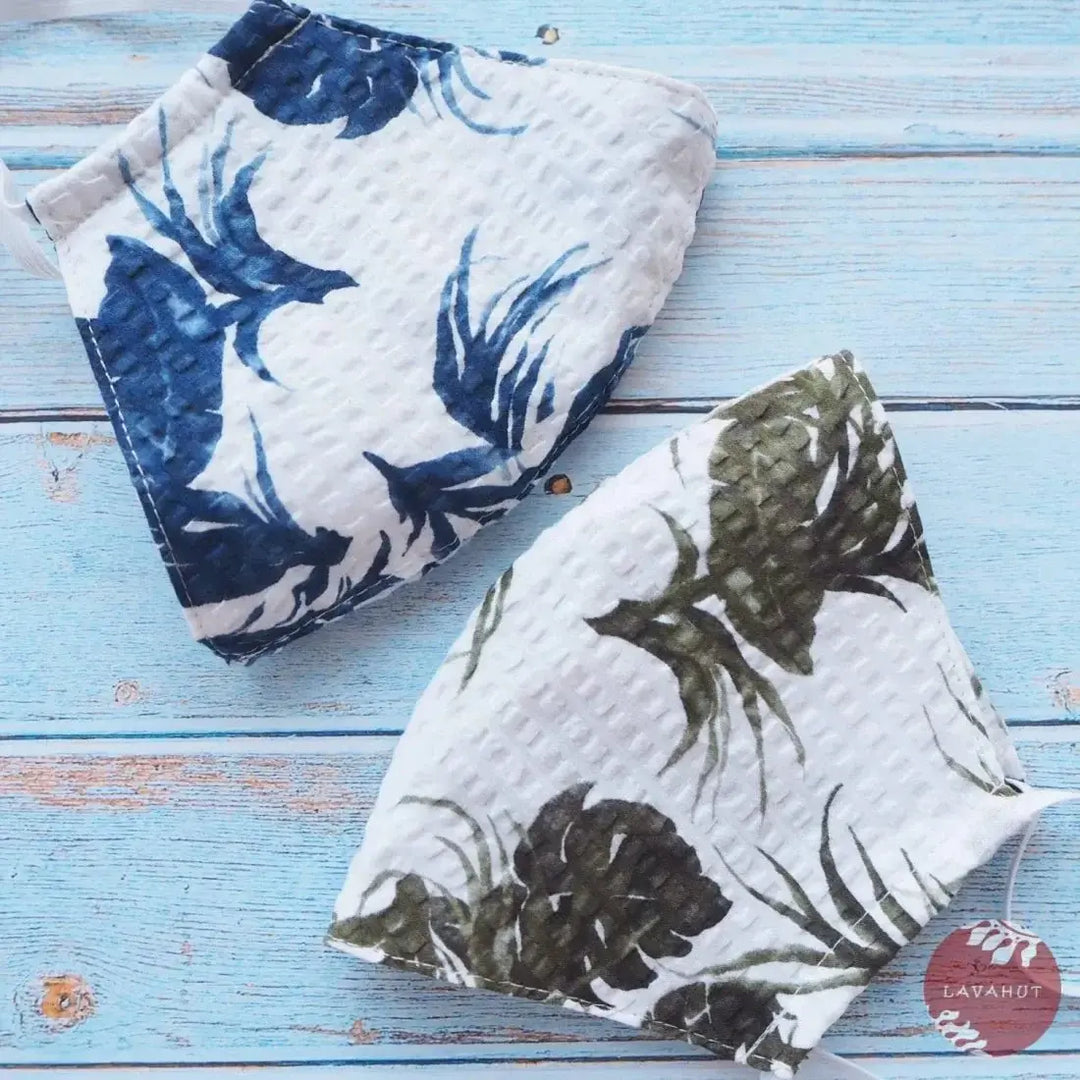 Adjustable Tropical Face Mask • Blue Pili Grass - Made in Hawaii