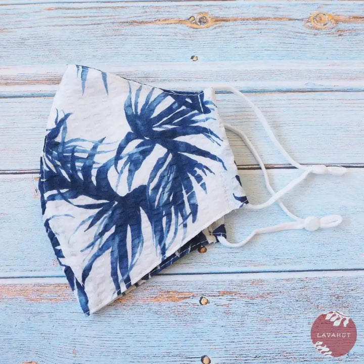 Adjustable Tropical Face Mask • Blue Pili Grass - Made in Hawaii
