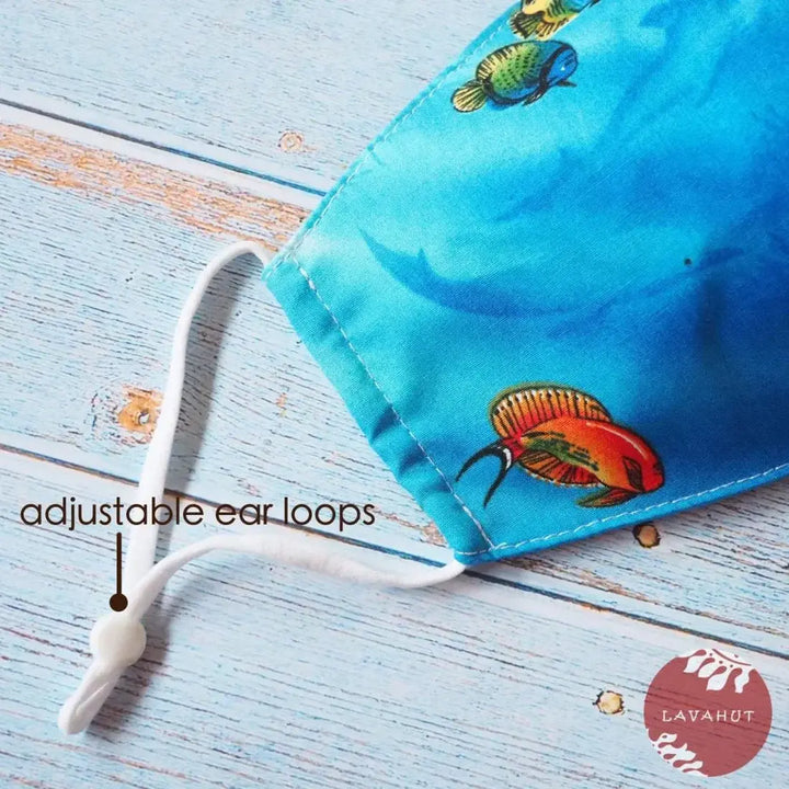 Adjustable Tropical Face Mask • Blue Reef - Made in Hawaii
