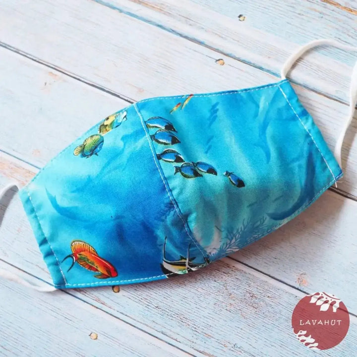 Adjustable Tropical Face Mask • Blue Reef - Made in Hawaii