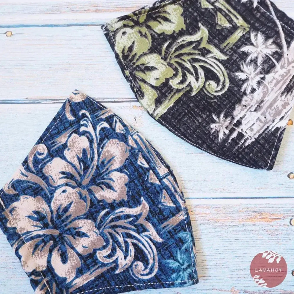 Adjustable Tropical Face Mask • Blue Rock Wall - Made in Hawaii