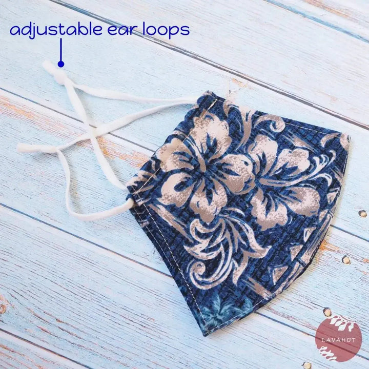 Adjustable Tropical Face Mask • Blue Rock Wall - Made in Hawaii