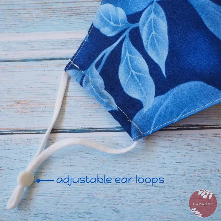 Adjustable Tropical Face Mask • Blue Waiea - Made in Hawaii