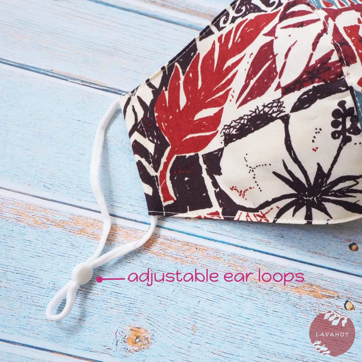 Adjustable Tropical Face Mask ?? Brown Old Hawaii - Made in Hawaii