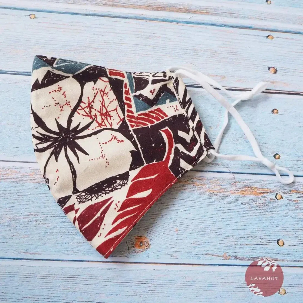 Adjustable Tropical Face Mask • Brown Old Hawaii - Made in Hawaii