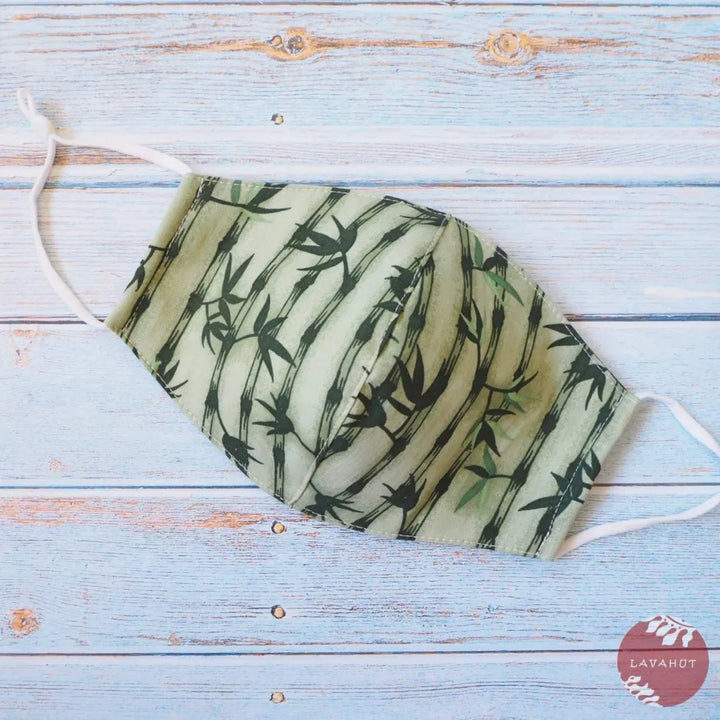 Adjustable Tropical Face Mask ?? Green Bamboo Grove - Made in Hawaii