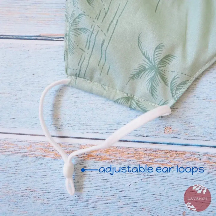 Adjustable Tropical Face Mask • Green Breezy Palms - Made in Hawaii