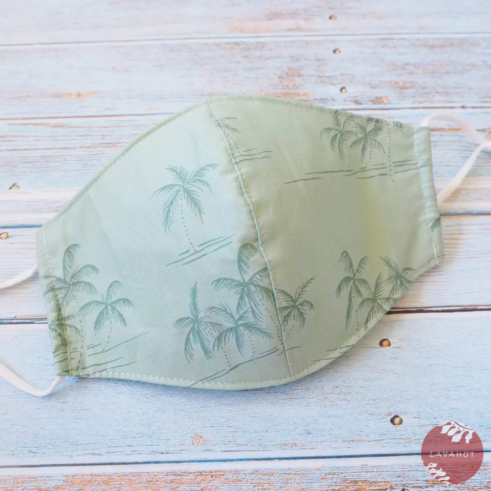 Adjustable Tropical Face Mask ?? Green Breezy Palms - Made in Hawaii