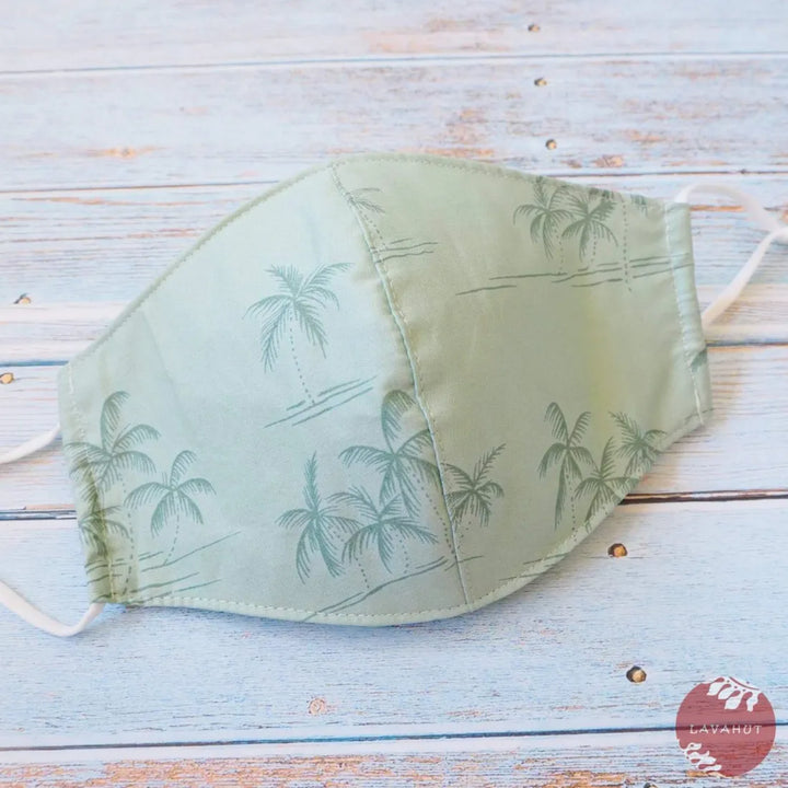 Adjustable Tropical Face Mask ?? Green Breezy Palms - Made in Hawaii